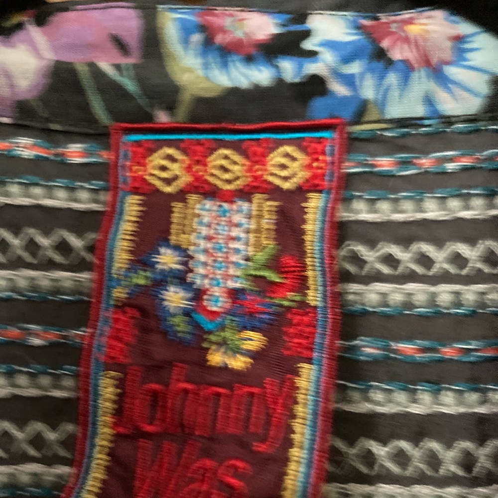 Johnny Was Floral Blouse with Purple and Yellow Accents